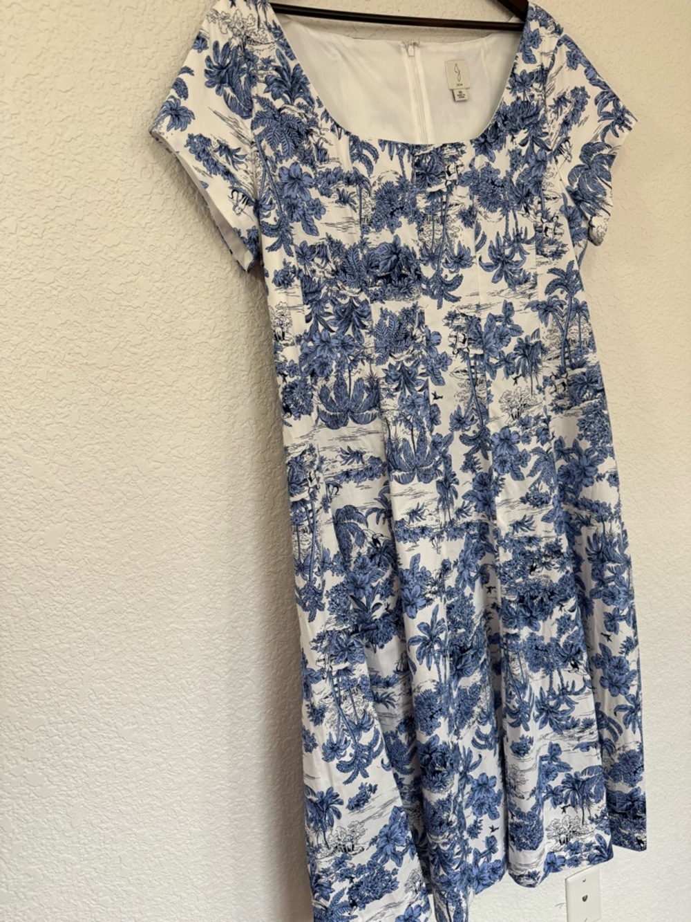 Joie Blue White Toile Midi Dress | Cottagecore | Summer Coastal Chic | Size 16 - Picture 4 of 13